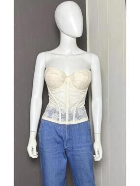 Vintage 1990's Cream Lace Bustier from Jezebel size 34D New with Tags Corset Top
